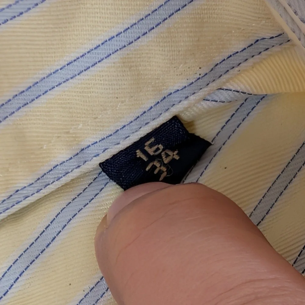 Gitman Bros Button Down Shirt‎ Mens 16 34 Yellow Blue Striped Long Sleeve